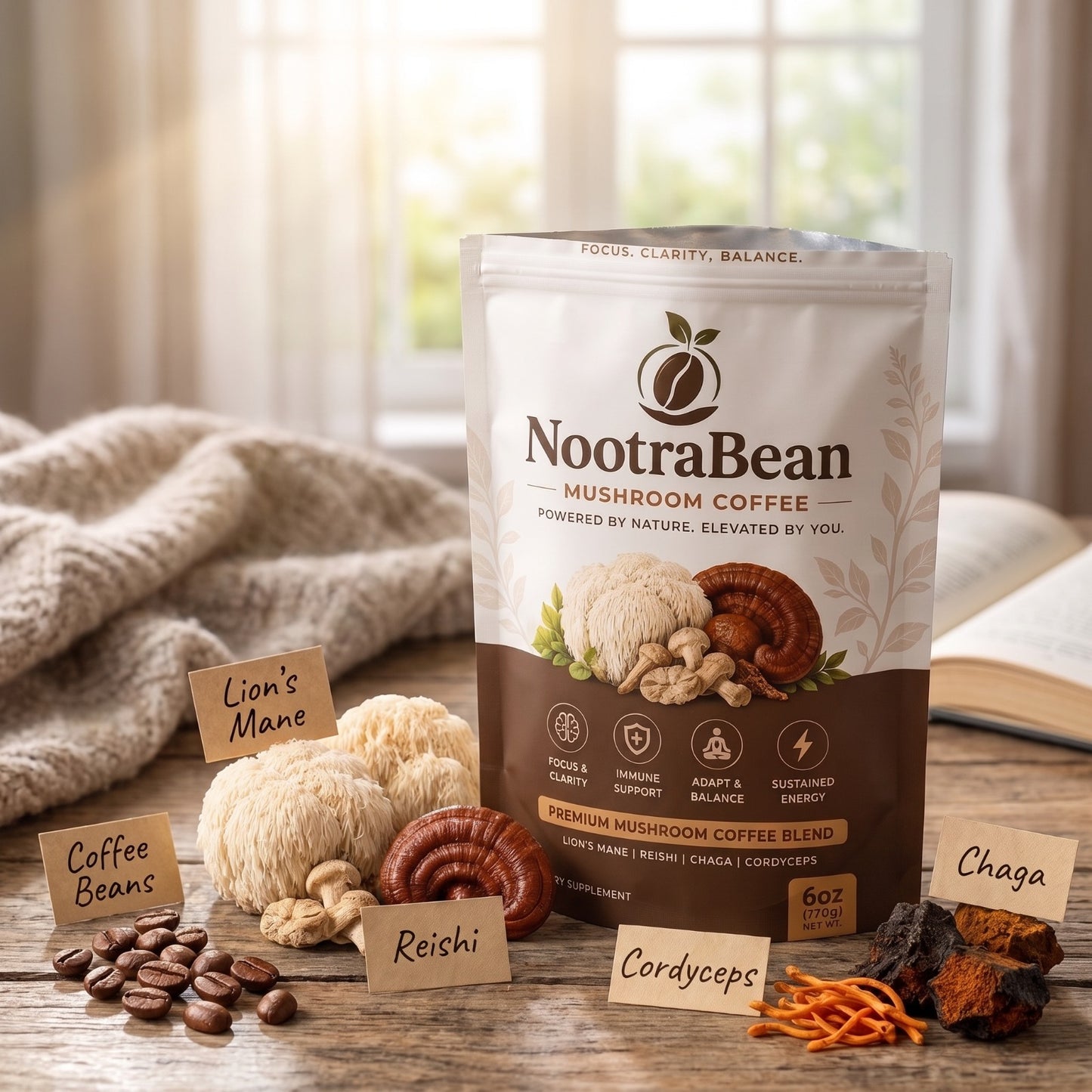 NootraBean Premium Mushroom Coffee (30 Servings)